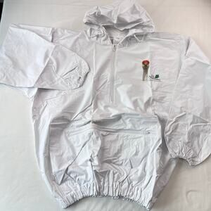 Nature Conservancy Vintage white Logo hooded Rain Jacket One Size Ostrich